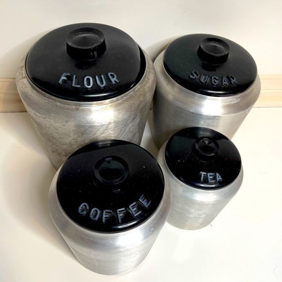 Kromex Kitchen Kromex Vintage Spun Aluminum Canister Set Retro